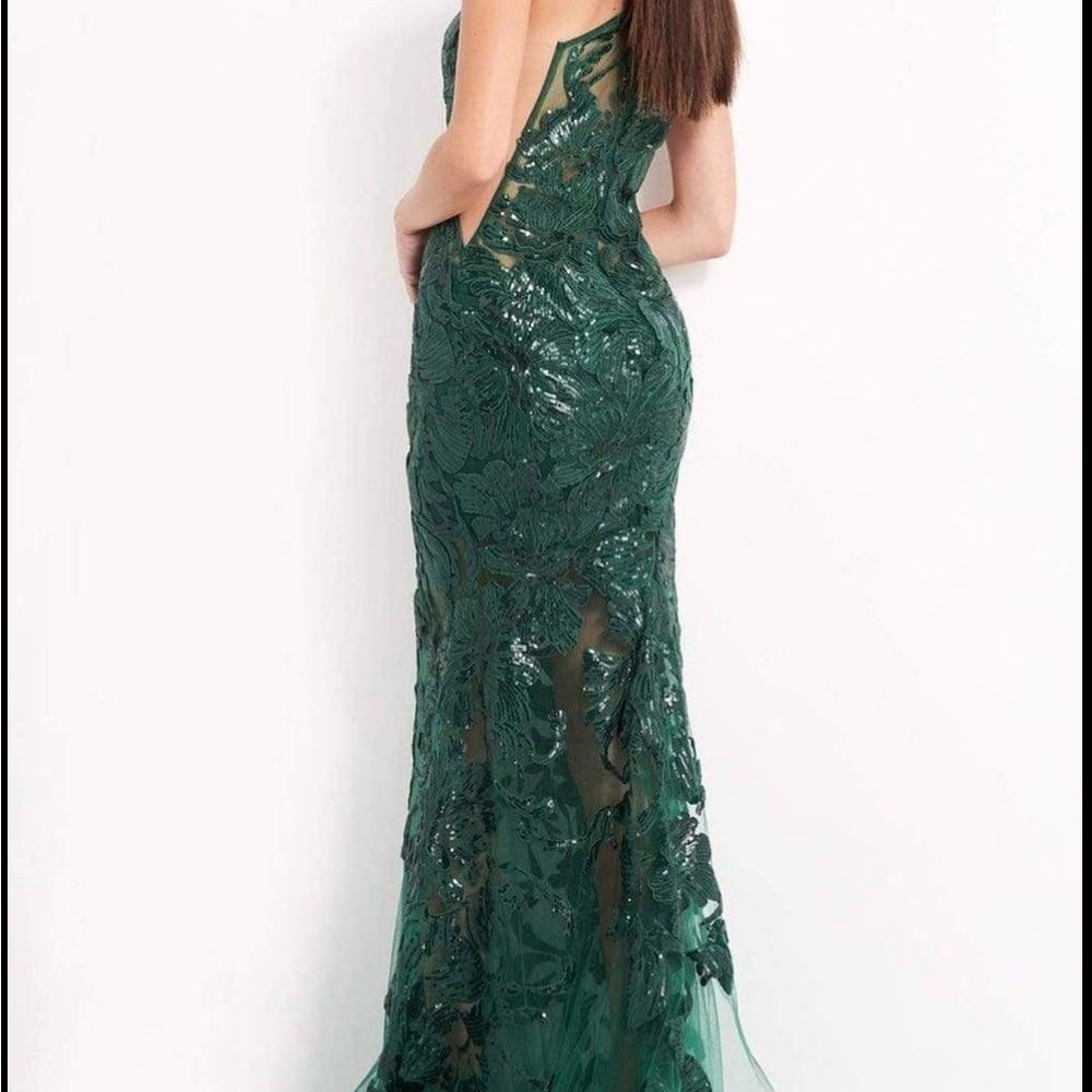 One Shoulder Green Sequin Dress